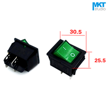 100 шт. зеленый 30,5*25,5 мм 4 контакта 4 P 2 положения DPST миниатюрный Электрический катер кулисный переключатель со светом 2024 - купить недорого