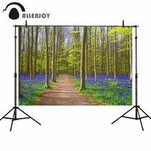 Allenjoy fundos para estúdio de fotografia bela floresta caminho roxo lavanda flores gramado primavera pano de fundo photocall 2024 - compre barato