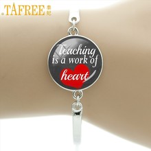 TAFREE Teacher es un trabajo duro de pulseras de corazón, joyería abierta de corazón para maestro de escuela de amor, regalo para el día del profesor CT680 2024 - compra barato