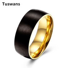 Stainless Steel Wide Rings for Men Gold Color Trendy Wedding Bands Engagement Anniversary Jewelry Lovers His and Hers Promise 2024 - buy cheap