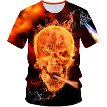 2020 Summer Children Punk Style 3D T-shirt Boys Girls Funny Burning Fire Skull Smoking Snake Print T shirt Kids Tshirts Tops 2024 - buy cheap