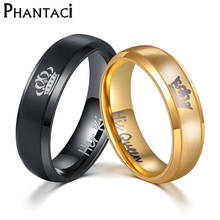 No Fade Crown Designer 6MM Stainless Steel Wedding Ring For Lovers IP Gold Color Couple Rings Set Men Women Engagement Wedding R 2024 - buy cheap