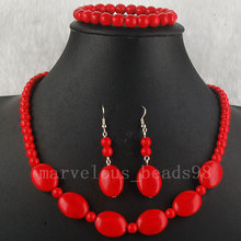 Free Shipping Beautiful jewelry  Red Howlite Round Cross  Necklace Bracelet  Earring Set G4612 2024 - buy cheap