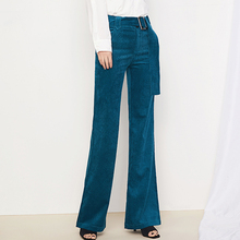 Женские облегающие брюки с широкими штанинами, синие, черные повседневные брюки с высокой талией 3xl, весна-осень 2018 2024 - купить недорого