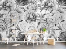 3D Black White Peony Flower Wallpaper Wall Mural for Living Room Hand Oil Painting Wall Papers Home Decor Floral Murals Custom 2024 - buy cheap