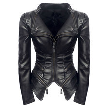 Casaco de couro ecológico feminino, jaqueta da moda para mulheres, preto, outono e inverno, dropshipping 2024 - compre barato