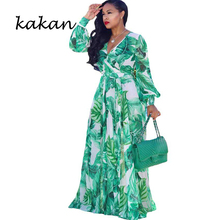 Vestido Maxi de gasa de la playa de Kakan 2019 verano nuevo vestido suelto de la impresión de las mujeres bohemias falda de gran tamaño S-3XL-5XL 2024 - compra barato