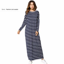 4XL Adult Muslim Abaya Arab striped stitching bat sleeve Jilbab Dubai Muslims fashion Dress Islamic dress wj1975 drop shipping 2024 - buy cheap