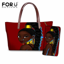 FORUDESIGNS-Bolso de mano para mujer, bolsa de playa de viaje, arte africano, estampado de chica africana, Asa superior, bolso grande de hombro 2024 - compra barato