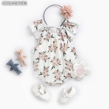 Комбинезон для маленьких девочек, летняя одежда для новорожденных девочек, хлопковый комбинезон с цветочным принтом, детский пляжный костюм без рукавов для маленьких девочек 2024 - купить недорого