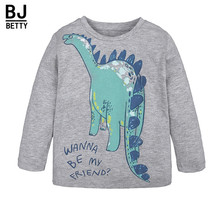 Camisetas de manga larga para niños, ropa de algodón con estampado de dinosaurio de dibujos animados, para otoño, BBT078 2024 - compra barato