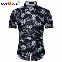 Covrlge Men's Summer Polyester 3D Graffiti Print Shirt Turn-down Collar Short-sleeved Single Breasted Shirts Beach Shirts MCS091 2024 - buy cheap