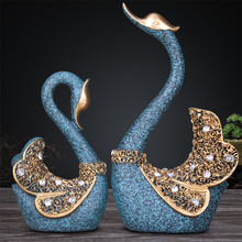 Christmas Birthday Wedding Gift A Couple of Swan Statue Bedroom Decor Accessories Ornament Resin Swan Figurines Garden Sculpture 2024 - buy cheap