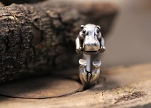 Wholesale Unique Trendy Retro Hippo Adjustable Ring High Quality Design Men's Animal Promise Rings Women Gift Overwatch Aros 2024 - buy cheap