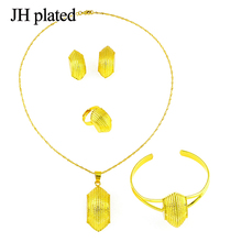 JHplated Jewelry Sets For Women Fashion African Jewelry Set Nigerian Wedding Gold Color Dubai Jewelry Sets 2024 - buy cheap