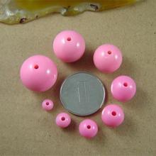 Venta al por mayor, espaciador redondo suelto de acrílico rosa, cuentas de plástico de joyería DIY, accesorios 6.8.10.12.14mm YK-05 2024 - compra barato