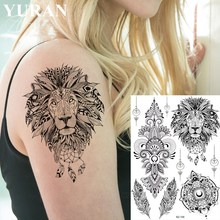 Yuran sexy leão falso à prova dwaterproof água tribal índia tatuagens temporárias adesivos henna flor pena tatuagem mulheres meninas arte do corpo tatoos 2024 - compre barato