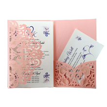 Pink Pearl Paper Laser Cutting Design Elegant Greeting Business Party Supplies Wedding Invitation Cards Personalized RSVP Card 2024 - buy cheap