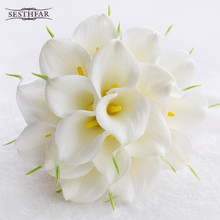 hot 2 Color Beautiful 18pcs Artificial Flowers Ivory/Yellow Calla Lily Long Flower Bouquet Wedding Bouquet bridal bouquets 2024 - buy cheap