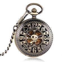 Simples relógio de bolso mecânico relógio de bolso masculino colar de bronze do crânio pingente masculino 2024 - compre barato