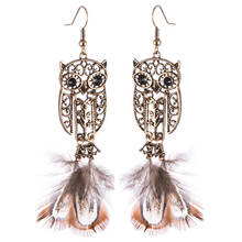 Cute owl pendant drop earrings jewelry fashion 2017 Indian ethnic vintage feather hanging dangle party brand pendientes bijoux 2024 - buy cheap