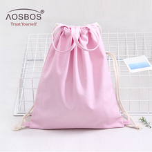 Aosbos Canvas Drawstring Backpack Men Women Sport Gym Bag Outdoor Training Fitness Bag Durable Drawstring Bag for Shoes 2024 - buy cheap
