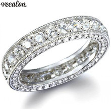 Vecalon Vintage Eternity Promise ring 925 Sterling Silver AAAAA Cz wedding band rings For women men Party Finger Jewelry Gift 2024 - buy cheap