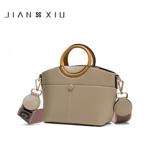 Jiansiu bolsa de mão feminina de couro pu, alça superior e alça dupla, bolsa de ombro com alça de metal 2024 - compre barato
