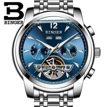BINGER-reloj deportivo de lujo para hombre, pulsera mecánica automática de esqueleto, de acero inoxidable, informal, a la moda 2024 - compra barato