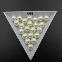 CP-08 3D 50pcs/bag 8mm Pearl White Ball Pearl Nail Art Decoration with holes 2024 - buy cheap