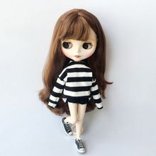 2pcs/set Blyth Clothes Striped T-shirt+ jeans 1/6 Fashion Doll pants pullip ob24 ob27 Doll Clothing Accessories for Barbie 2024 - buy cheap