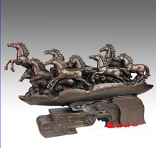 China Palace Brozne Copper Home Decoration Sculpture Fengshui Eight horse Statue 2024 - buy cheap