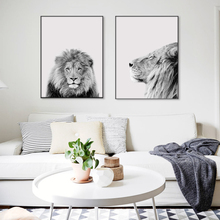 Black White Cool Lion Portrait Nordic Decoration Wall Art Canvas Poster and Print Animal Canvas Painting Picture for Living Room 2024 - buy cheap