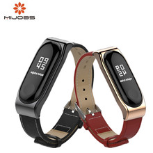Mijobs-Correa de cuero para Xiaomi Mi band 4 y 3, pulsera inteligente sin tornillo, repuesto para Mi Band 4 y 3 2024 - compra barato