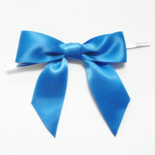 Free Shipping 300pcs Royal Blue Medium Satin Ribbon Bow with Twisted Tie For Gift Packing 2024 - buy cheap