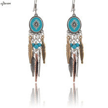 Dangle Drop Earrings Vintage Jewelry Feather Earrings Women Earing Bohemian Jewelry Boho Ethnic Earrings 2019 2024 - buy cheap