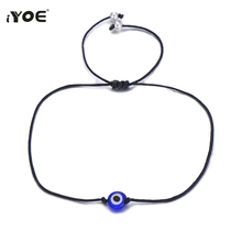IYOE Blue Resin Round Circle Eye Bracelets For Couple Kids 6mm 8mm 11mm Eye Handmade Black Red Rope Women Bracelet Lucky Jewelry 2024 - buy cheap