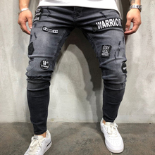 Новинка YOFEAI Мода 2018 мужские рваные джинсы с вышивкой синие уличные хип-хоп облегающие мужские джинсы мужские рваные джинсы 2024 - купить недорого