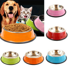 6 cor de aço inoxidável pet cão tigela viagem tigelas comida para gatos cães rosa ao ar livre água potável alimentador prato do cão 2024 - compre barato