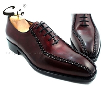 cie square toe goodyear welted weave handmade leather man shoe 100%genuine calf leather men's oxford leather shoe wine.OX214 2024 - купить недорого