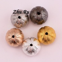 ZHU RU 5pcs/lot 16mm Hole copper ball Beaded frosted Lucky auspicious beads for Necklace Jewelry Making bags shoe embellishments 2024 - buy cheap