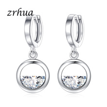 ZRHUA 2022 New Fashion Clear Crystal Zircon CZ Drop Earrings For Women Luxury Sliver Color Dangle Hooks Earrings Jewelry 2024 - buy cheap