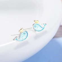 Wholesale 12 pairs Cute Tiny Blue Dolphin  Stud Earrings Fashion Party Ear Jewelry Accessories Gifts for Women Girls Kids 2024 - buy cheap