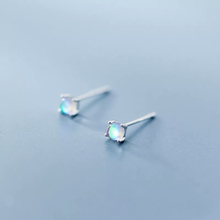 925 opala de prata esterlina cor gradiente minimalista clássica pequena brincos fofos para mulheres joias presentes 2024 - compre barato