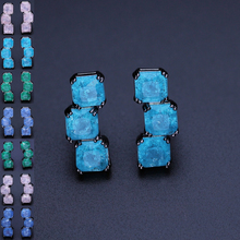 Newranos brincos de pedra de fusão natural, brincos em formato quadrado azul para mulheres, joias geométricas da moda 2024 - compre barato