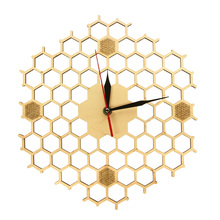 Honeycomb Inspired Wooden Wall Clock With Non Ticking Silent Sweep Minimalist Clock Hexagonal Kitchen Wall Decor Bee Lovers Gift 2024 - buy cheap