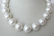 classic big 20mm round white south sea shell pearl necklace 14K clasp AAA style Fine Noble real Natural free shipping 2024 - buy cheap