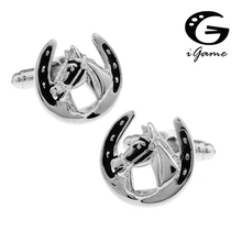 iGame Factory Price Retail Men's Cufflinks Brass Material Horse Design Cuff Links 2024 - buy cheap