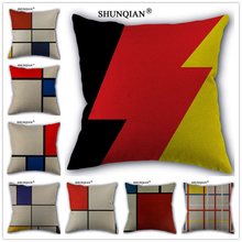 Funda de almohada de lino y algodón con estampado personalizado, fundas de cojines decorativas para el hogar, 45x45cm, color rojo, amarillo, diseño azul, WZ51624 2024 - compra barato