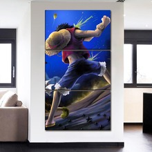 Quadro de imagens de tela modular de arte de parede 3 peças de macaco de anime d. Pôster impresso da sala de estar uma peça luffy 2024 - compre barato